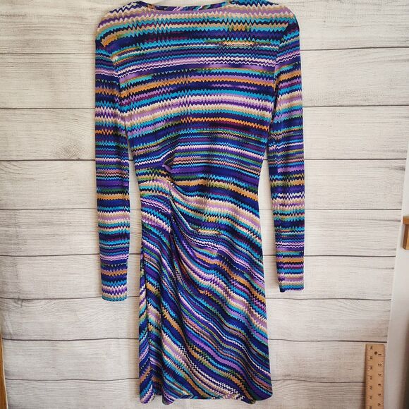 Calvin Klein S multicolor 70s strip long sleeeve jersey long dress - Picture 7 of 7